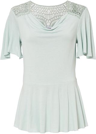 Shirt mit Spitze in blau von vorne - BODYFLIRT