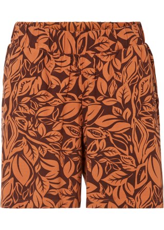 Bedruckte Jersey-Shorts mit Taschen und Bequembund  in braun von vorne - bpc bonprix collection