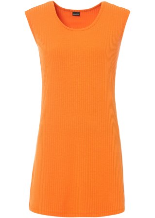 Long-Top aus Rippe mit extra langen Seitenschlitzen  in orange von vorne - bpc bonprix collection