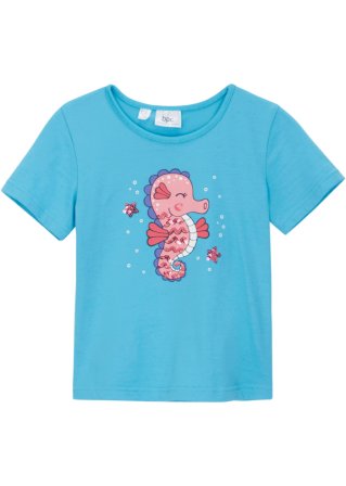 Mädchen T-Shirt mit Pailletten in blau von vorne - bpc bonprix collection