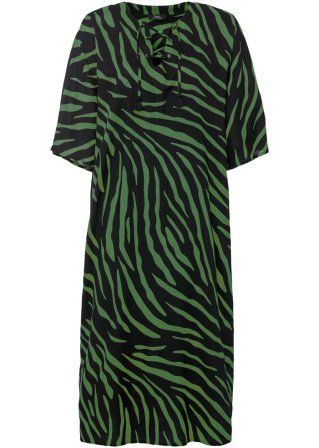 weites Kaftan-Kleid mit Animalprint in grün von vorne - bpc bonprix collection