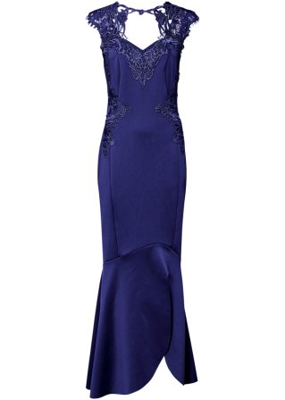 Abendkleid mit Spitze in blau von vorne - BODYFLIRT boutique