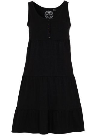 Baumwoll Jerseykleid, kurz in schwarz von vorne - John Baner JEANSWEAR