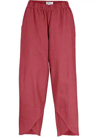 Knöchelfreie Hose mit Leinen und High-Waist-Bequembund, Loose-Fit in rot von vorne - bonprix