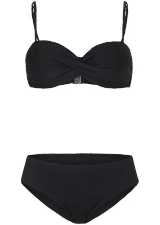 Bandeau Bügel Bikini (2-tlg.Set) in schwarz von vorne - bpc bonprix collection