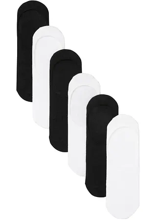 Füßlinge mit Bio-Baumwolle und Silikonstreifen (6er Pack) in schwarz von vorne - bonprix