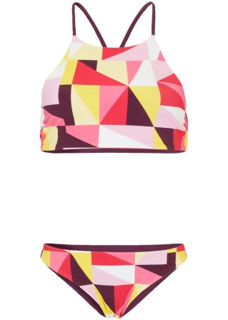 Bustier Bikini (2-tlg.Set) zum Wenden aus recyceltem Polyamid in lila von vorne - RAINBOW