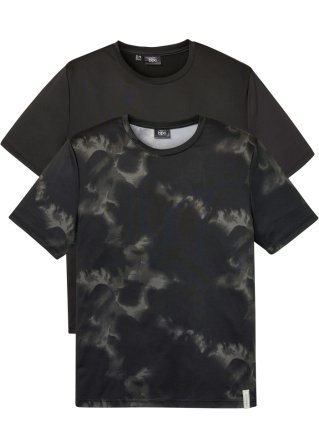 Funktions-T-Shirt  (2er Pack) in schwarz von vorne - bpc bonprix collection
