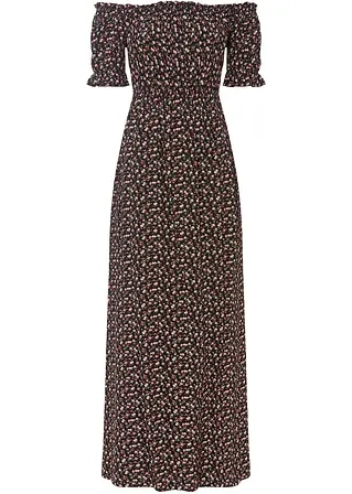 bedrucktes Maxikleid in schwarz von vorne - bonprix