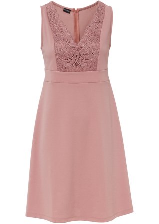 Kleid mit Spitze in rosa von vorne - BODYFLIRT