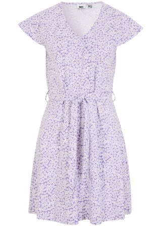 Kleid mit Wickeloptik aus nachhaltiger Baumwolle in lila von vorne - bpc bonprix collection