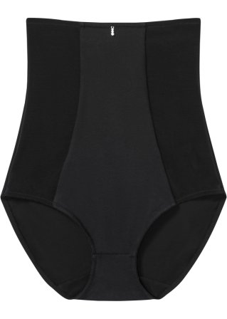Highwaist Shape Slip mit mittlerer Formkraft und Bio-Baumwolle in schwarz von vorne - bpc bonprix collection - Nice Size