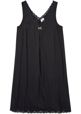 Nachtkleid mit Viskose in schwarz von vorne - bpc bonprix collection