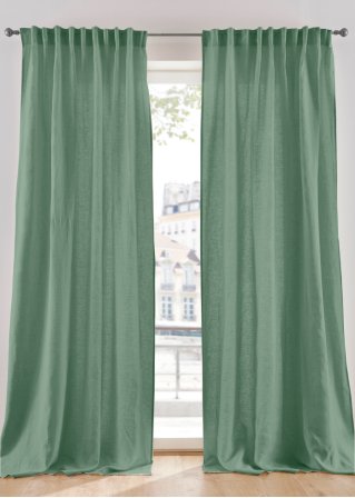 Baumwoll Vorhang mit Leinenanteil (1er Pack) in grün - bpc living bonprix collection