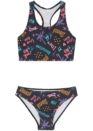 Mädchen Bikini nachhaltig (2-tlg.Set) in schwarz von vorne - bpc bonprix collection