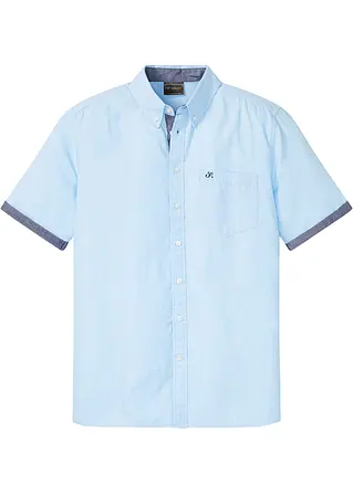 Oxford-Kurzarmhemd in blau von vorne - bonprix