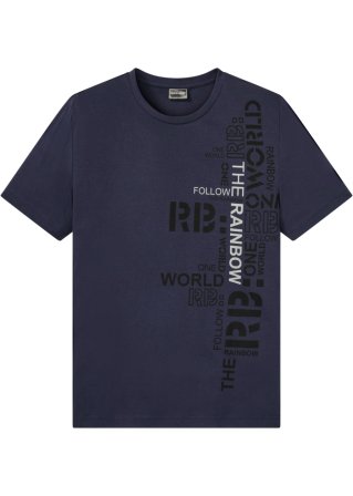 T-Shirt aus Bio Baumwolle in blau von vorne - RAINBOW