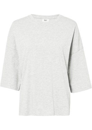 Baumwoll- Oversize-Shirt, halbarm in grau von vorne - bpc bonprix collection
