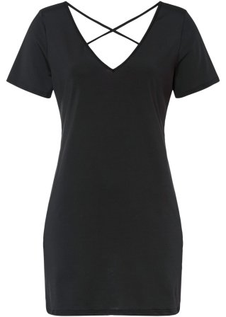 Kleid mit transparentem Rücken aus Spitze in schwarz von vorne - VENUS