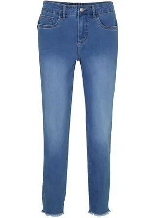 Shaping-Jeans Mid Waist, cropped in blau von vorne - bonprix