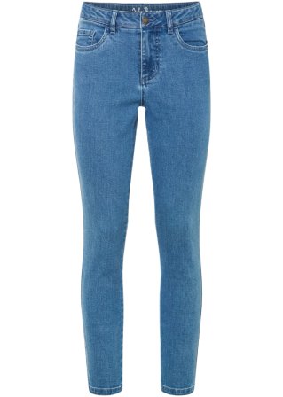 Skinny Jeans Mid Waist, cropped  in blau von vorne - John Baner JEANSWEAR