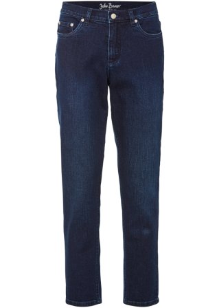 Stretch Boyfriend-Jeans, verkürzt in blau von vorne - John Baner JEANSWEAR