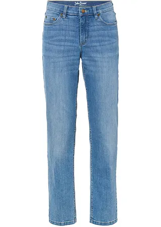 Straight Jeans Mid Waist, cropped in blau von vorne - John Baner JEANSWEAR