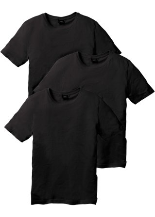 T-Shirt (3er Pack) in schwarz von vorne - bpc bonprix collection