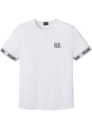 Stretch-T-Shirt, Slim Fit in weiß von vorne - RAINBOW