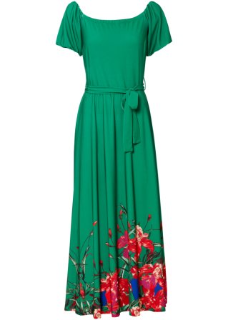 Carmen-Kleid in grün von vorne - BODYFLIRT boutique