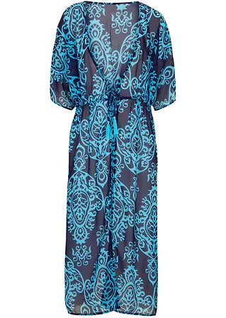 Chiffon Strand Kimono-Kleid in blau von vorne - bpc selection