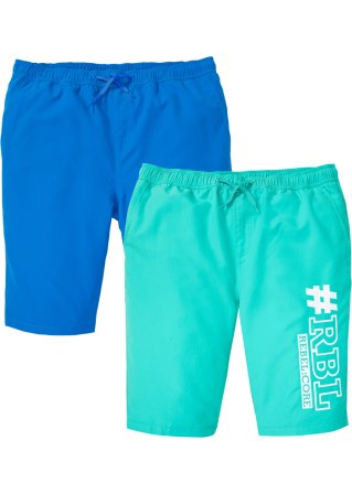 Strand-Shorts (2er Pack) aus recyceltem Polyester in blau von vorne - bpc bonprix collection