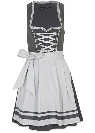 Dirndl und Schürze (2-tlg.Set) in grau von vorne - bpc bonprix collection