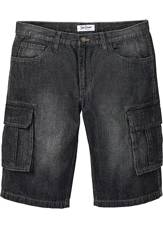 Cargo-Jeans-Bermuda, Loose Fit in schwarz von vorne - bonprix
