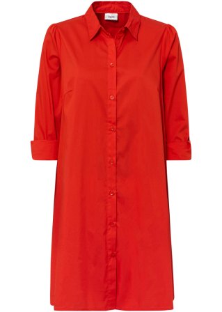 Mini-Blusenkleid mit abgerundetem Saum aus Web in rot von vorne - bpc bonprix collection
