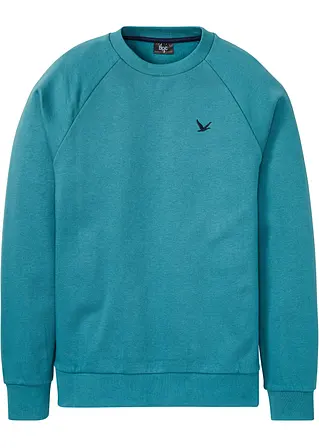Sweatshirt mit recyceltem Polyester und Raglanärmeln in petrol von vorne - bonprix