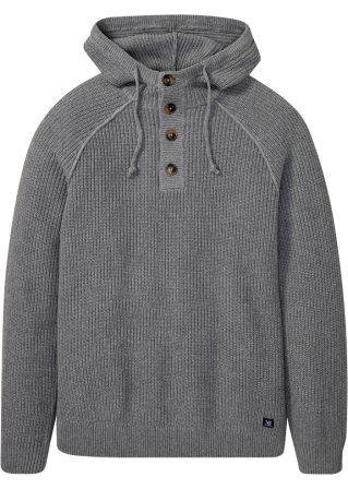 Kapuzen Pullover mit recycelter Baumwolle in grau von vorne - John Baner JEANSWEAR