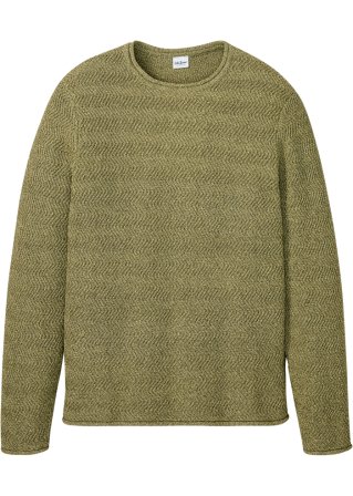 Pullover mit recycelter Baumwolle in grün von vorne - John Baner JEANSWEAR