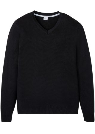 Essential Pullover mit V-Ausschnitt in schwarz von vorne - bpc bonprix collection