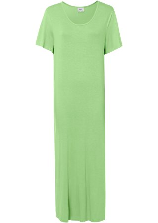 Bequem geschnittenes Shirt-Kleid mit Schlitz in Midi-Länge in grün von vorne - bpc bonprix collection