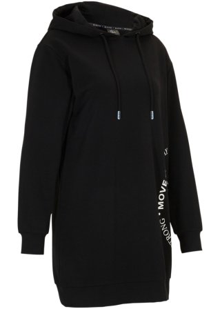 Long-Sweatshirt mit Statementdruck in schwarz von vorne - bpc bonprix collection
