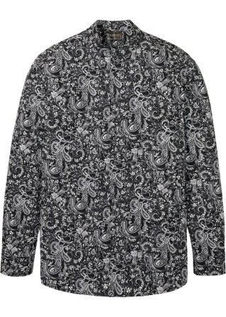 Langarmhemd mit Stehkragen in schwarz von vorne - bpc selection