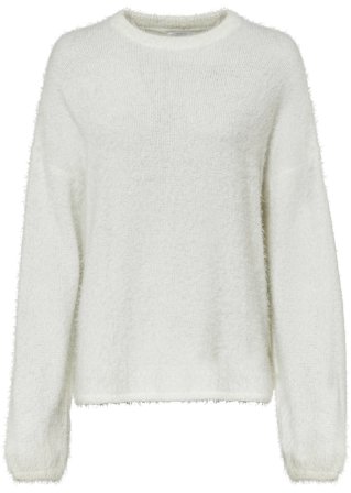 Weitger Flausch-Pullover in weiß von vorne - bpc bonprix collection
