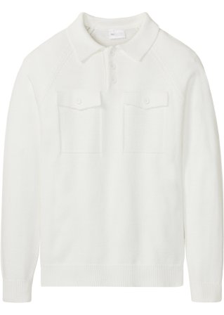 Pullover mit Polokragen  in weiß von vorne - bpc selection