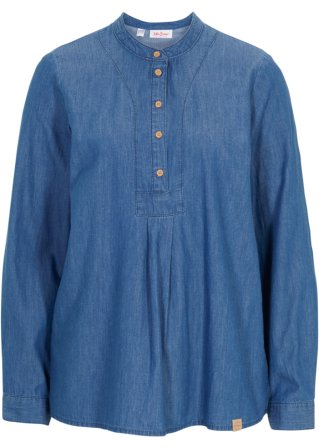 Jeans-Tunikabluse aus Bio-Baumwolle in blau von vorne - John Baner JEANSWEAR