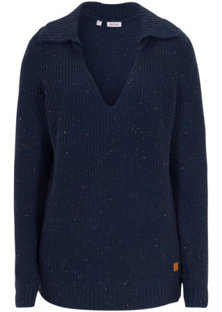 Pullover mit Polokragen in blau von vorne - John Baner JEANSWEAR