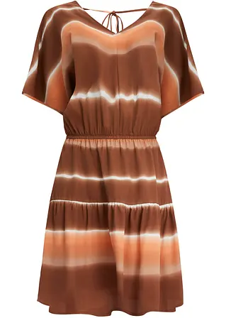 Kleid mit Rückendetail in braun von vorne - RAINBOW