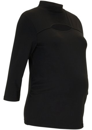 Umstand / Stillsshirt ¾ Arm mit Cut-Out in schwarz von vorne - bpc bonprix collection