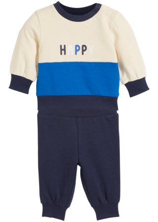 Baby Sweatshirt und Hose aus Bio-Baumwolle (2-tlg.Set)  in blau von vorne - bpc bonprix collection