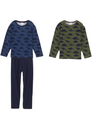 Jungen Pyjama (3-tlg. Set) in blau von vorne - bpc bonprix collection